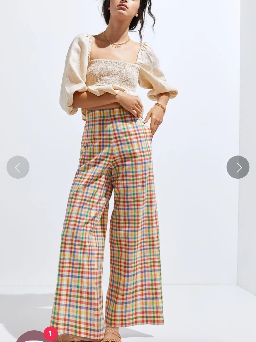 NWT Eva Franco Anthropologie Linen Plaid Pants 6